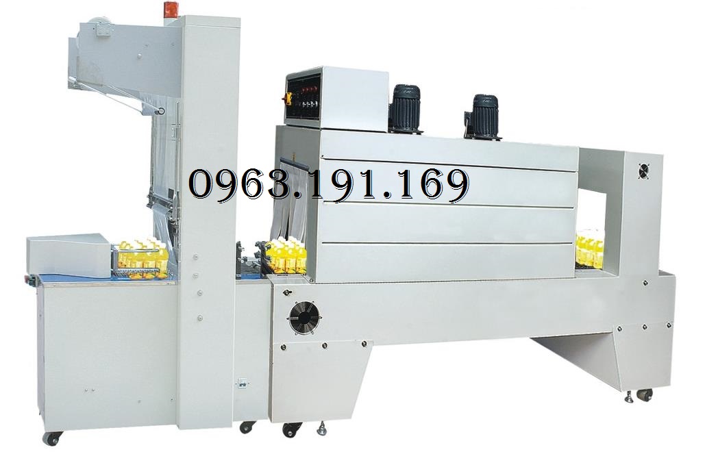 Máy cắt dán và co màng lốc chai đồ uống, nước suối, sữa chua uống...
